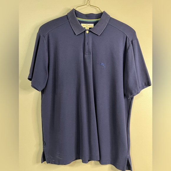 TOMMY BAHAMA Men's Polo Shirt Cotton Blend Logo Navy Blue Sz XL Beachy - Picture 2 of 8